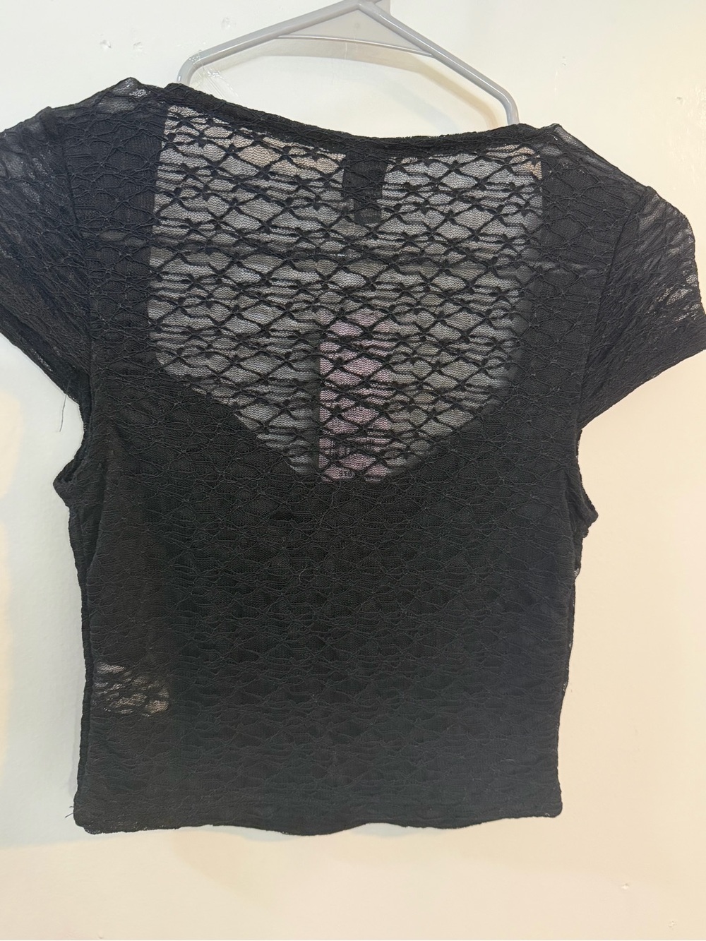 Wild Fable Black Lace Crop Top XS Scoop Neck Sheer Y2K Fitted NWT - Picture 5 of 6